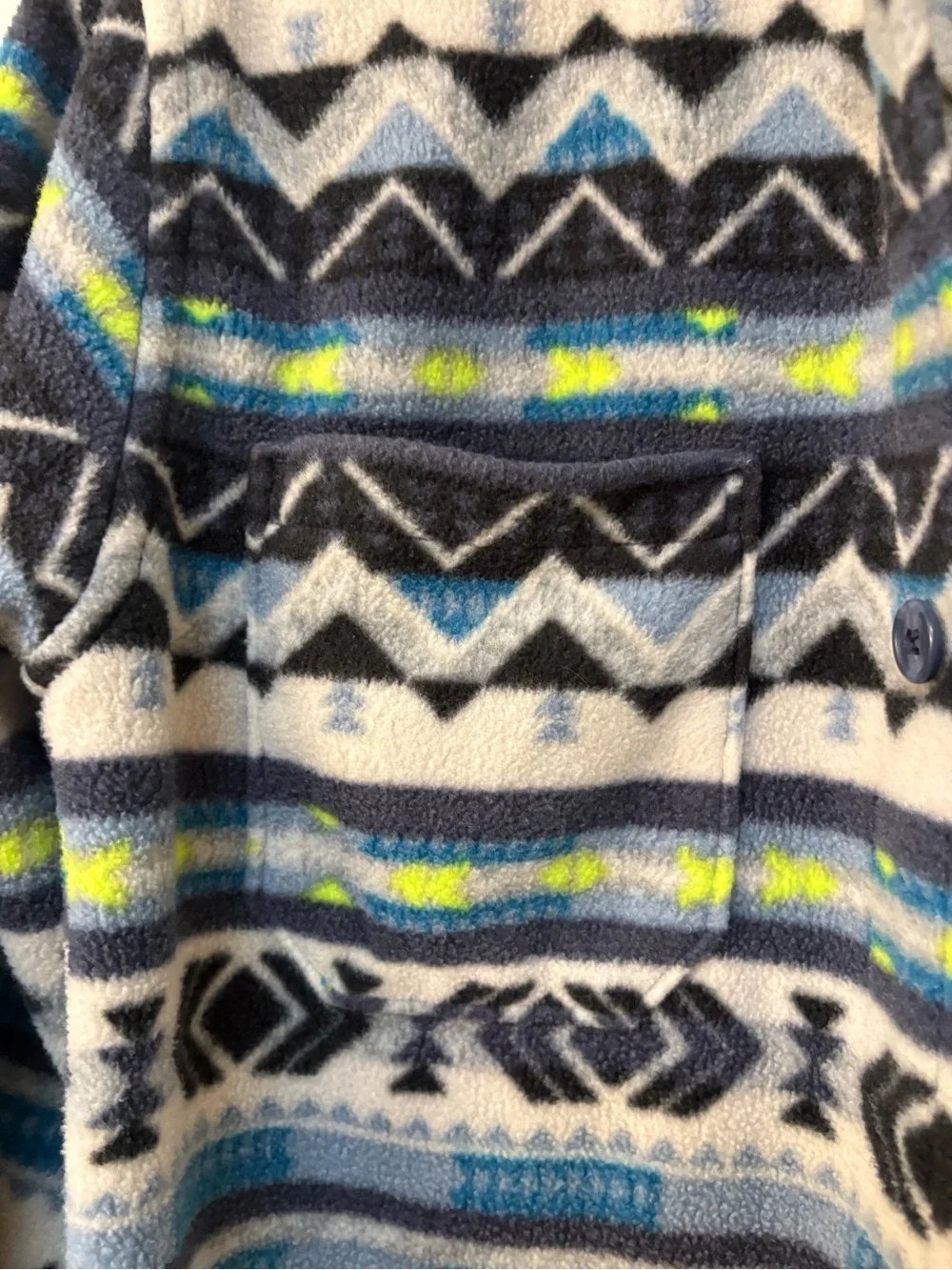 Old Navy Boys Blue & Black Patterned Fleece Shirt Jacket
